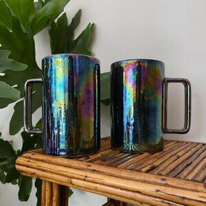 Starbucks 2021 Black Purple Oil Slick Iridescent Ceramic 12 Oz Coffee Cup Luster